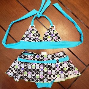 Maka Toddler Girl Blue & Black Bikini Swimsuit